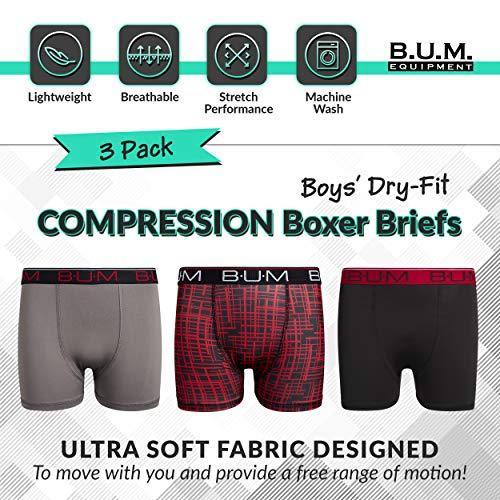 B.U.M. Equipment Boys Performance Dry-Fit Compression Boxer Briefs (3 Pack) - JOY2ESpree