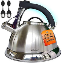 
                        
                          गैलरी व्यूवर में इमेज लोड करें, Whistling Tea Kettle with iCool - Handle, Surgical Stainless Steel Teapot for ALL Stovetops, 2 FREE Infusers Included, 3 Quart by Pykal - JOY2ESpree
                        
                      