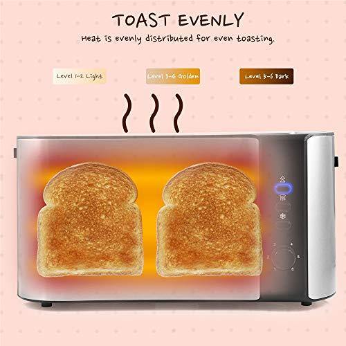 Elite Gourmet ECT-3100 Maxi-Matic 4 Slice Long Toaster with Extra Wide Slot for Bread, Croissants, and Buns, Reheat, Cancel and Defrost - JOY2ESpree
