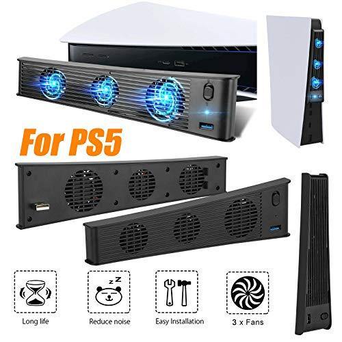 USB Cooler for PS5 Playstation 5,Cooling Fan for PS5 Console Host,USB Cooler 3 Fan Temperature Control for Playstation 5 Gaming Console - JOY2ESpree