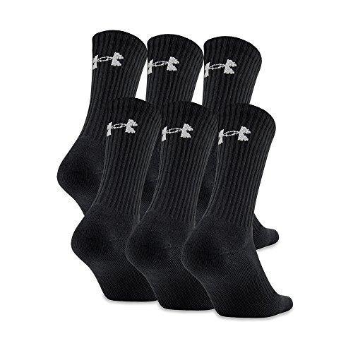 Under Armour Youth Cotton Crew Socks, 6-Pairs , Black/White , Youth Large
