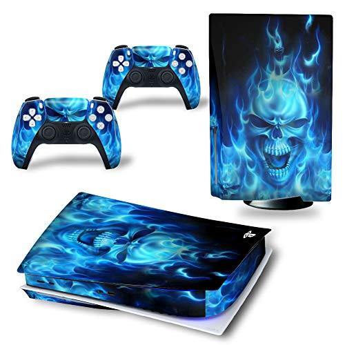 UUShop Skin Sticker Decal Cover for Playstation PS5 CD Disk Edition Console and Controllers Ghost Flame - JOY2ESpree