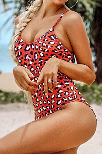 CUPSHE Women's V Neck Leopard Print One Piece Swimsuit