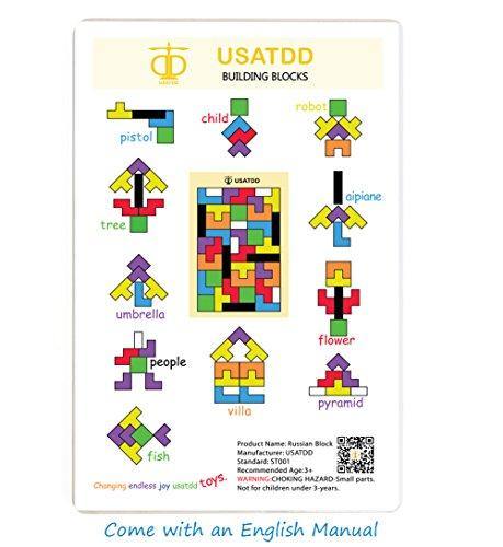 USATDD Wooden Puzzles Brain Teasers Toy Russian Tangram Colorful Jigsaw Game Wood Puzzles - JOY2ESpree