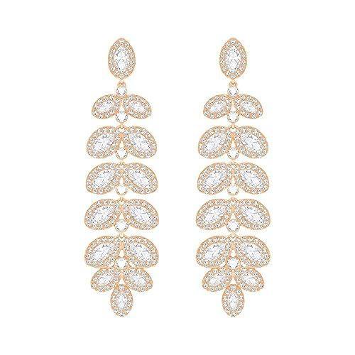 Swarovski Baron Pierced Earrings Rose Gold/White One Size - JOY2ESpree