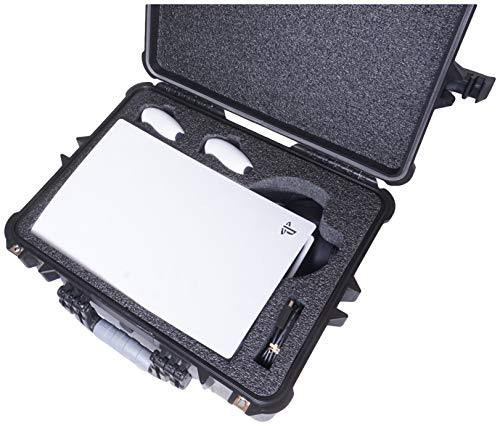 Case Club Pre-Cut Waterproof Hard Case - Fits PlayStation 5 (PS5) with Headset, Two Controllers, Games, Stand, & Cords - JOY2ESpree
