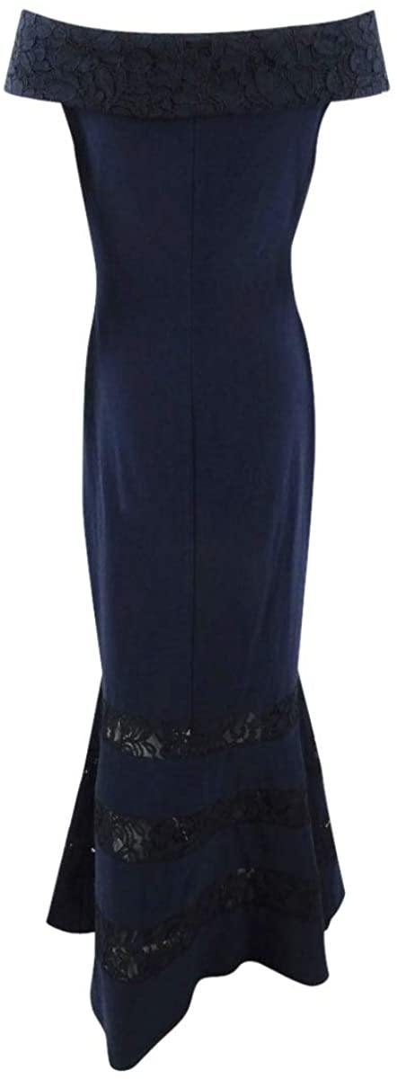 LAUREN RALPH LAUREN Womens Claudinah Off-The-Shoulder Lace Inset Evening Dress - JOY2ESpree