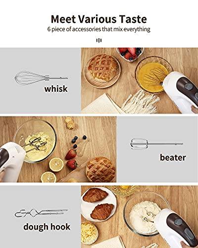 DmofwHi 5 Speed Hand Mixer Electric, 300W Ultra Power Kitchen Hand Mixers with 6 Stainless Steel Attachments - JOY2ESpree