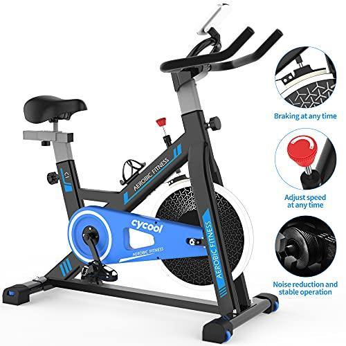 cycool Exercise Bike Indoor Cycling Bike Stationary Workout Bike Fitness Training Bikes with Phone Stand LCD Monitor Comfortable Seat Cushion - JOY2ESpree