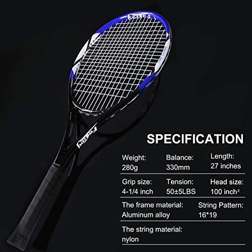 Fostoy Adult Recreational Tennis Racket, 27 inch Tennis Racquet with Carry Bag, Professional Tennis Racket, Good Control Grip, Vibration Dampe - JOY2ESpree