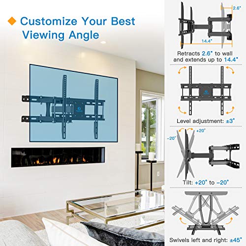 TV Wall Mount Dual Articulating Arms, Full Motion Swivel Extension Tilt TV Mount