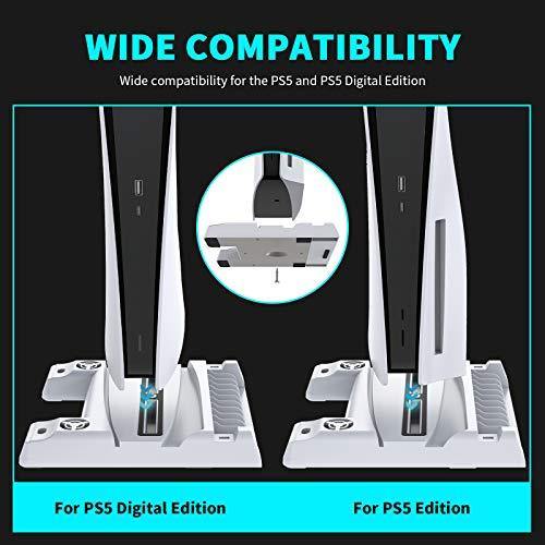 NexiGo PS5 Accessories Stand with Cooling Station for Playstation 5 Disc & Digital Editions - JOY2ESpree