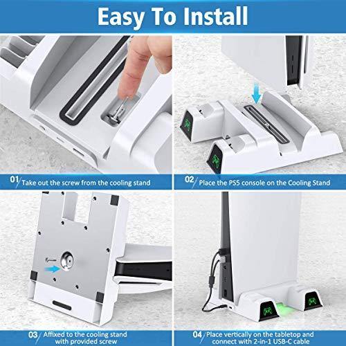 PS5 Stand with Suction Cooling Fan and Dual Controller Charger Station - JOY2ESpree
