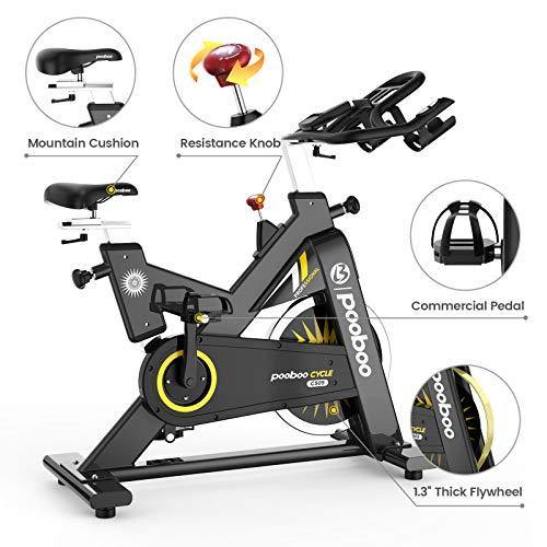 pooboo Exercise Bike Indoor Cycling Bike Stationary Bike-Belt Drive Cardio Bike with 44LBS Flywheel - JOY2ESpree