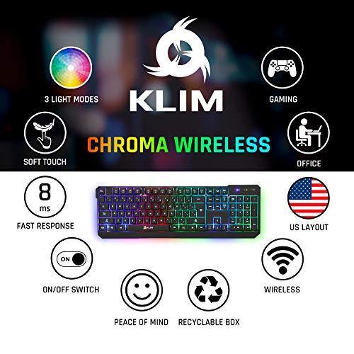 KLIM Chroma Rechargeable Wireless Gaming Keyboard + Slim, Durable, Ergonomic - JOY2ESpree