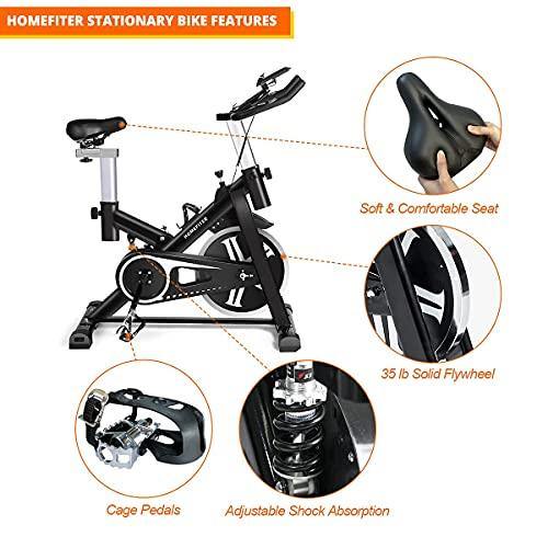 Indoor Cycling Bike Exercise Bike Stationary Bikes for Fitness Workouts with Comfortable Seat Cushion LCD Monitor, Silent Smooth - Black - JOY2ESpree