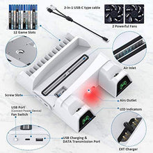
                        
                          Load image into Gallery viewer, PS5 Stand with Suction Cooling Fan and Dual Controller Charger Station - JOY2ESpree
                        
                      