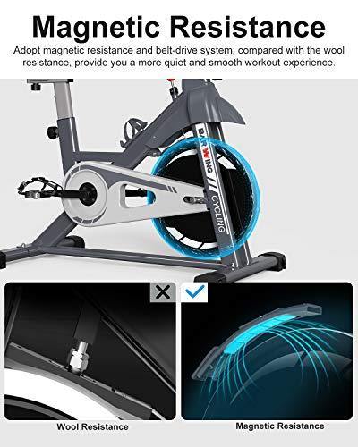 BARWING Magnetic Indoor Cycling Bike Exercise Bike Stationary Workout Bike with Professional Handlebar for Home Use Gray - JOY2ESpree