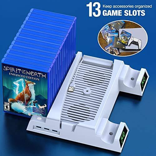 BEBONCOOL PS5 Stand with Cooling Fan, PS5 Cooling Station with Dual Controller Charger Station for Playstation 5 Console - JOY2ESpree