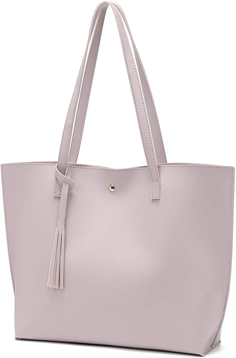 Women's Soft Faux Leather Tote Shoulder Bag from Dreubea, Big Capacity Tassel Handbag