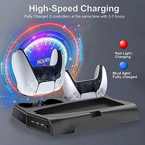 PS5 Stand with Cooling Fan and Dual Controller Charger Station - JOY2ESpree