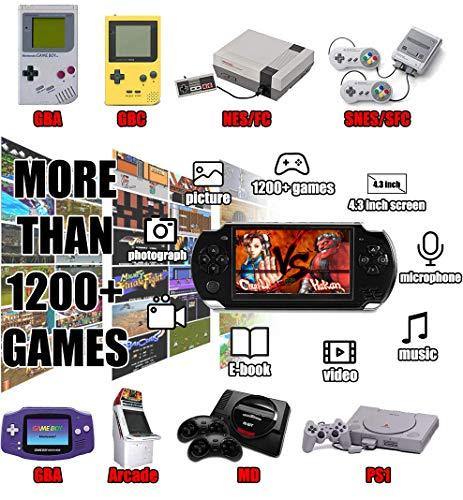 EDCsalute Handheld Game Console, Built-in 1200 Classic Games 4.3’’ HD Screen Retro Gaming System - JOY2ESpree