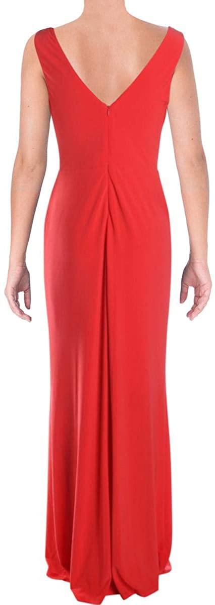 LAUREN RALPH LAUREN Women's Vawlisa Brooch Detail Draped Evening Dress - JOY2ESpree