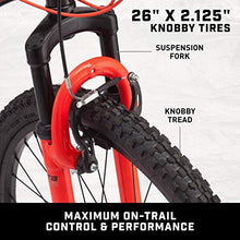 
                        
                          Load image into Gallery viewer, Mongoose Status 2.2 Mens and Womens Mountain Bike, 26-Inch Wheels, 21-Speed Shifters, Aluminum Frame, Front Suspension,a Black/Red
                        
                      