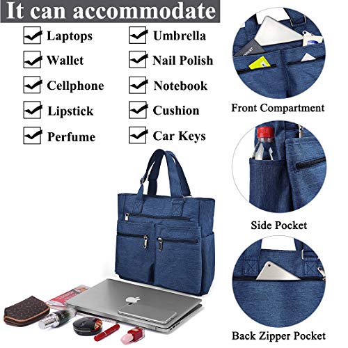 Canvas Tote Bag Waterproof Nylon Multi Pocket Shoulder Bags Laptop Work Bag Teacher Purse and Handbags for Women & Men