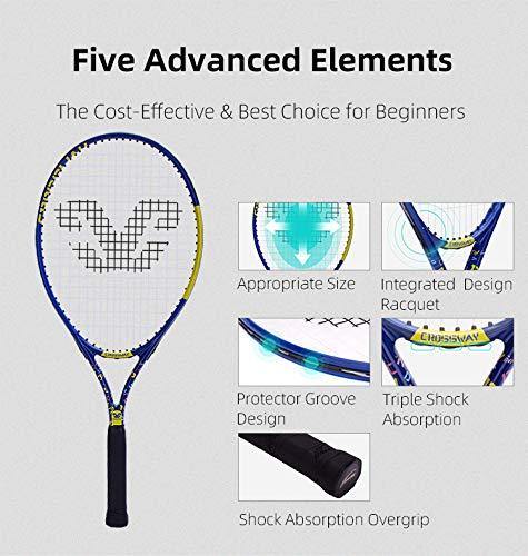 Crossway Sports 23" 25" Junior Tennis Racket 23 Inch 25 Inch Racquet Prestrung Aluminum w/ Youth Foam Training Ball - JOY2ESpree