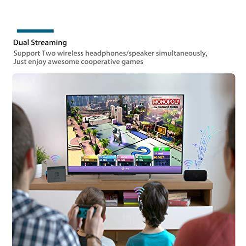 Bluetooth Adapter for Nintendo Switch&Lite/PS4/PC, BT 5.0 Wireless Audio Transmitter with Low Latency - JOY2ESpree