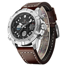 
                        
                          Load image into Gallery viewer, Mens Sport Watch Digital Analog Quartz Waterproof Multifunctional Military Leather Wrist Watches
                        
                      