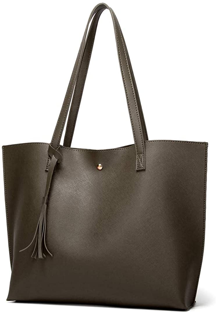 Women's Soft Faux Leather Tote Shoulder Bag from Dreubea, Big Capacity Tassel Handbag