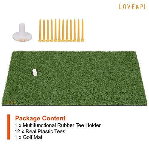 LOVE&PI Residential Golf Mat 12”x24” Practice Hitting Mat with Rubber Tee Holder and Plastic Tees for Home Use, Backyard, Outdoor - JOY2ESpree