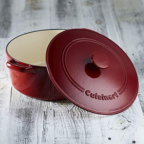 Cuisinart Chef's Classic Enameled Cast Iron 7-Quart Round Covered Casserole, Cardinal Red - JOY2ESpree
