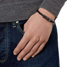 
                        
                          Load image into Gallery viewer, Swarovski Crystal Authentic Diagonal Black Medium Leather Bracelet - JOY2ESpree
                        
                      