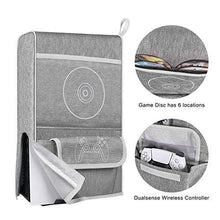 
                        
                          Load image into Gallery viewer, Esimen Sleeve Protective Case Dust Cover for PS5 Console /Playstation 5 Digital Edition ,PS5 Controller Cover Compatible with 12 Game Disc Pockets - JOY2ESpree
                        
                      