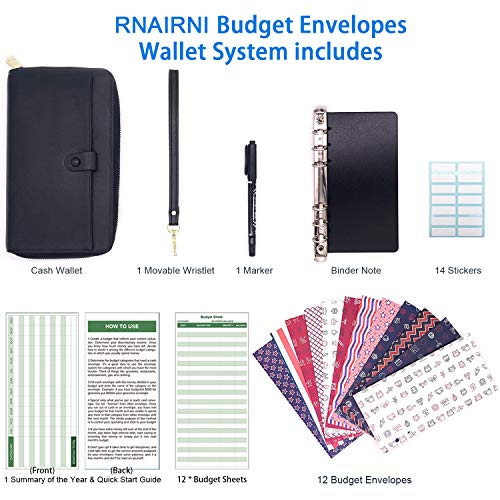 All-in-One Cash Envelopes Wallet Finances Organizer with 12 Budget Envelopes & Budget Sheets
