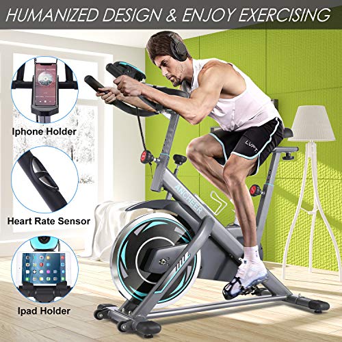 ANCHEER Exercise Bike Stationary, 49 Lbs Weight Capacity- Indoor Cycling Bike with Tablet Holder and LCD Monitor for Home Workout - JOY2ESpree
