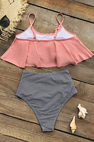CUPSHE Women's High Waisted Falbala Bikini Set
