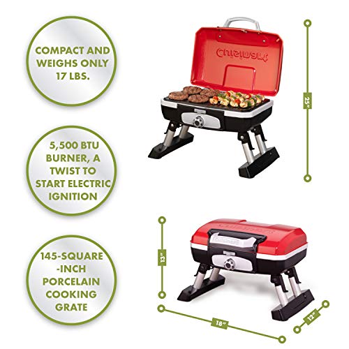 Cuisinart CGG-180T Petit Gourmet Portable Tabletop Propane Gas Grill, Red - JOY2ESpree