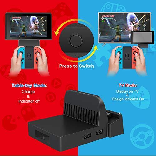 Ponkor Docking Station for Nintendo Switch, Charging Dock 4K HDMI TV Adapter Charger Set Replacement compatible - JOY2ESpree