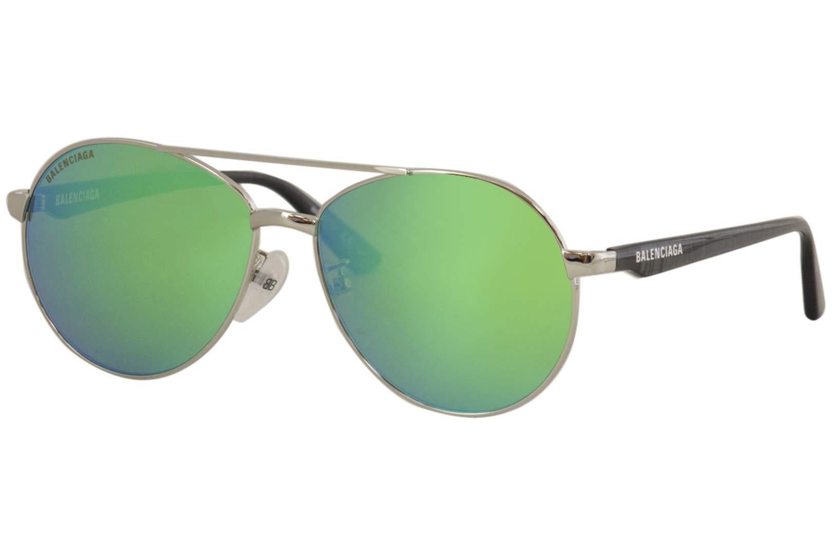 Balenciaga BB0019SK Sunglasses 004 Silver-Grey/Green Mirror(Double) Lens 59 mm
