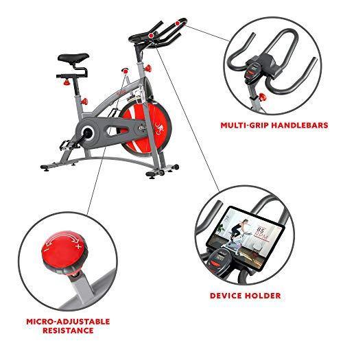 Sunny Health & Fitness Indoor Cycling Exercise Bike with LCD Monitor, 40 lb chrome Flywheel, 265 lb Max Weight - SF-B1423/C - JOY2ESpree