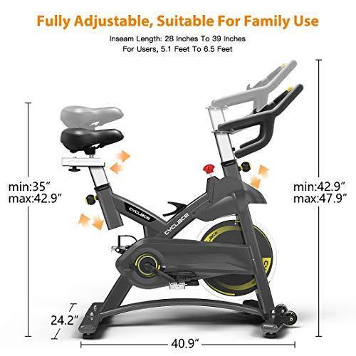 Cyclace Exercise Bike Stationary 330 Lbs Weight Capacity- Indoor Cycling Bike with Comfortable Seat Cushion, Tablet Holder and LCD Monitor - JOY2ESpree