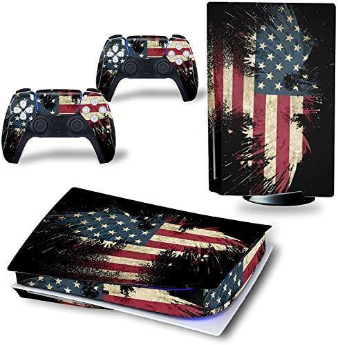 YK MALL PS5 Console PS5 Stickers Vinyl America Flag Skin Pattern Decals Skin Sticker - JOY2ESpree