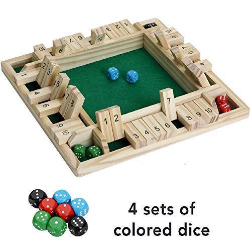 Win SPORTS Shut The Box Dice Game - Wooden Board Game for 2-4 Player - JOY2ESpree