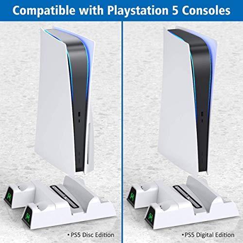 PS5 Stand with Suction Cooling Fan and Dual Controller Charger Station - JOY2ESpree