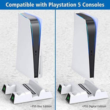 
                        
                          Load image into Gallery viewer, PS5 Stand with Suction Cooling Fan and Dual Controller Charger Station - JOY2ESpree
                        
                      
