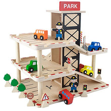 
                        
                          Load image into Gallery viewer, Imagination Generation Downtown Deluxe Wooden Parking Garage Ramp &amp; Service Station Playset with Elevator
                        
                      